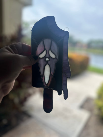 Ghostface Popsicle Stained Glass Suncatcher - Summerween Home Decor