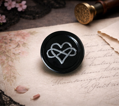 Infinity Heart Soy Wax Seal Sticker, Handpoured & Stamped, Elegant Addition for Gothic Wedding Envelopes and Invitations