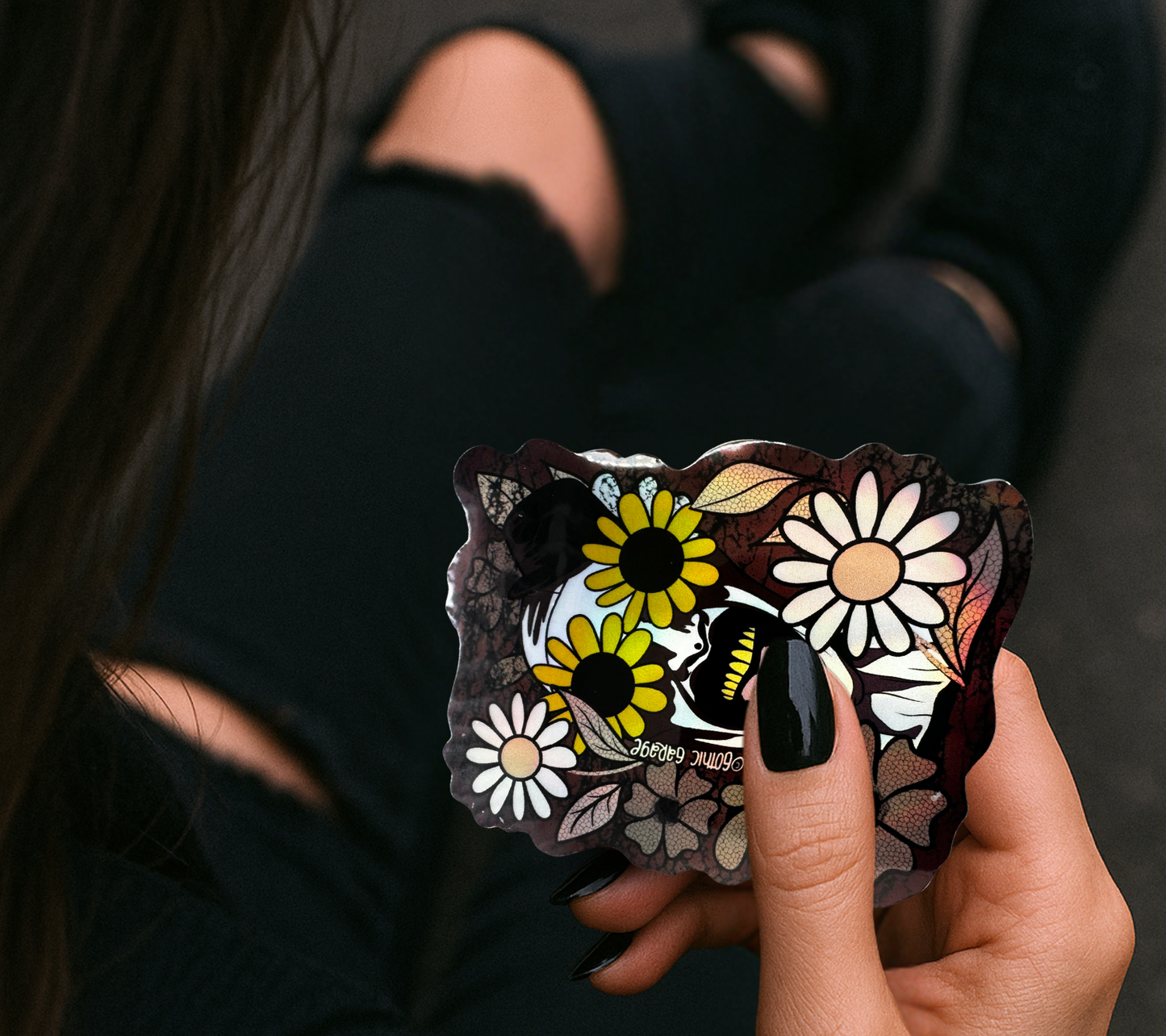 Horror Daisy Clown Sticker — Creepy Cute Waterproof Vinyl Sticker for Laptops & Horror Gifts