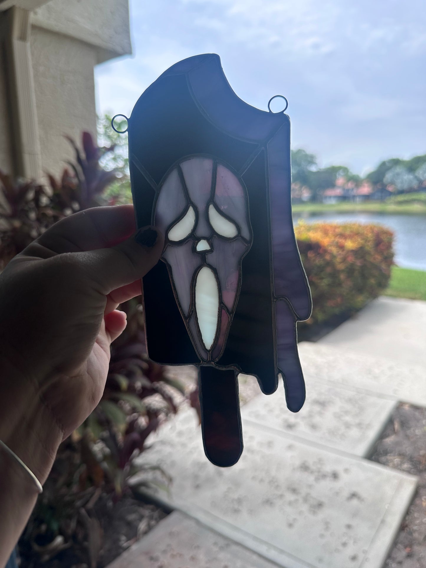 Ghostface Popsicle Stained Glass Suncatcher - Summerween Home Decor