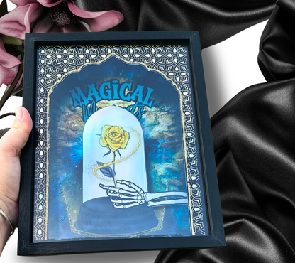 Magic Fairytale Gothic Rose Shadowbox, Unique Dark Academia Wall Decor, Perfect Art for a Gothic Living Space or Valentine’s Day