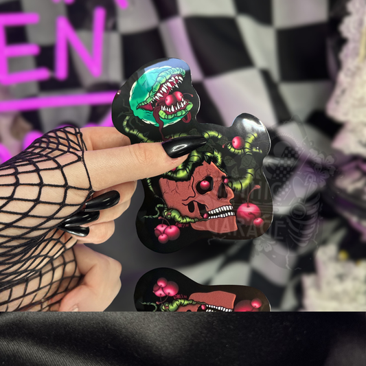 Cherry Skull Venus Flytrap Die Cut Waterproof Sticker