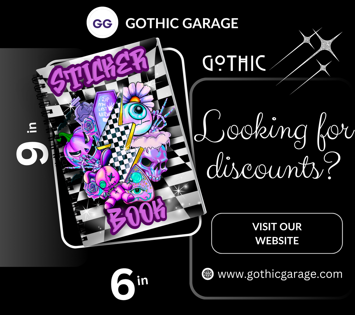 Voodoo Witching Reusable Sticker Book, Gothic Vibe Sticker Album, Perfect Gift to Personalize for Goth Lovers & Sticker Collectors