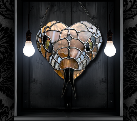 The Head of the Snake Stained Glass– Gothic Wall Hanging Statement Piece or Captivating One-of-a-Kind Window Sun Catcher