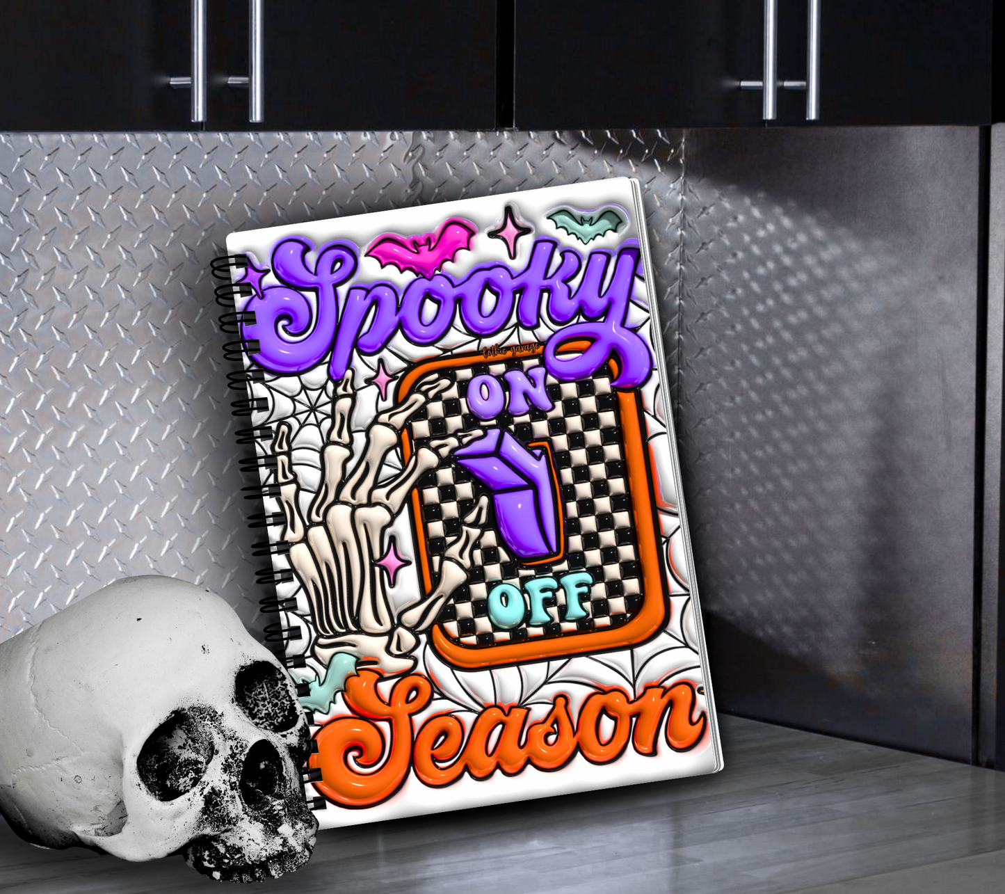 Skeleton Spooky Season "On" Reusable Sticker Book, Organize Your Stickers Without Commitment