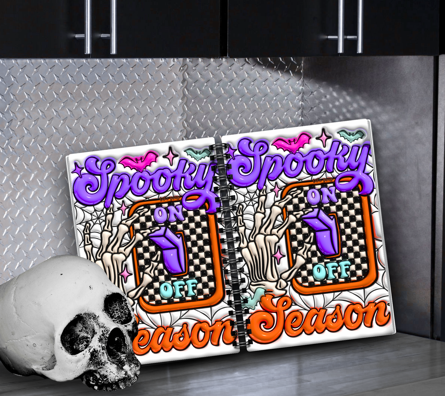 Skeleton Spooky Season "On" Reusable Sticker Book, Organize Your Stickers Without Commitment