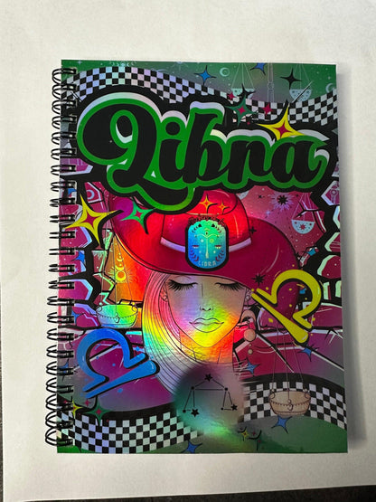 Spiral Notebook Journal: Libra Zodiac Holographic Astrology Notebook for Daily Notes, Diary or Personal Organizer