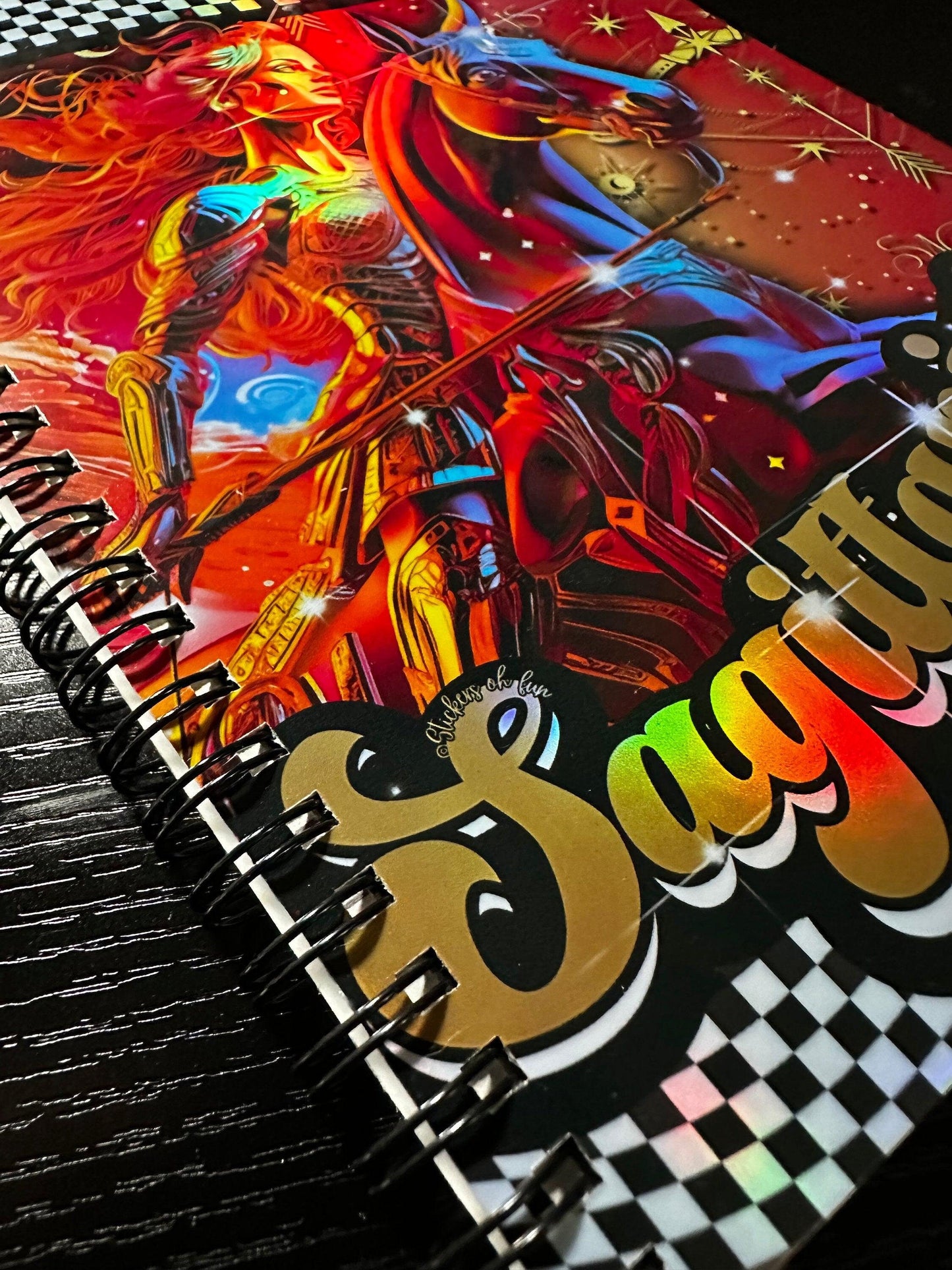 Spiral Notebook Journal: Sagittarius Zodiac Holographic Astrology Notebook for Daily Notes, Diary or Personal Organizer