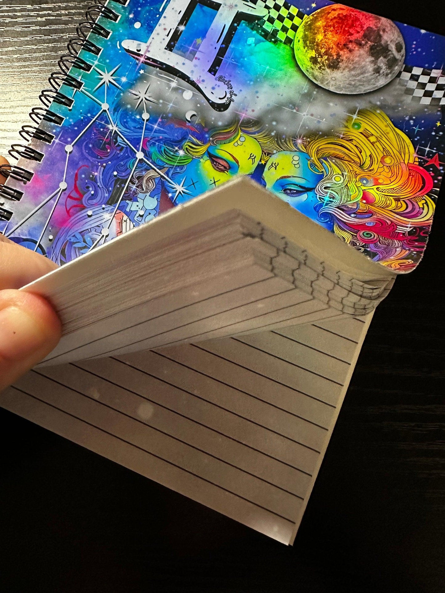 Spiral Notebook Journal: Gemini Zodiac Holographic Astrology Notebook for Daily Notes, Diary or Personal Organizer