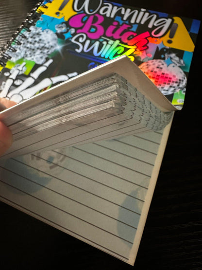 Spiral Notebook Journal: Caution Bitch Warning Holographic Notebook for Daily Notes, Diary or Personal Organizer