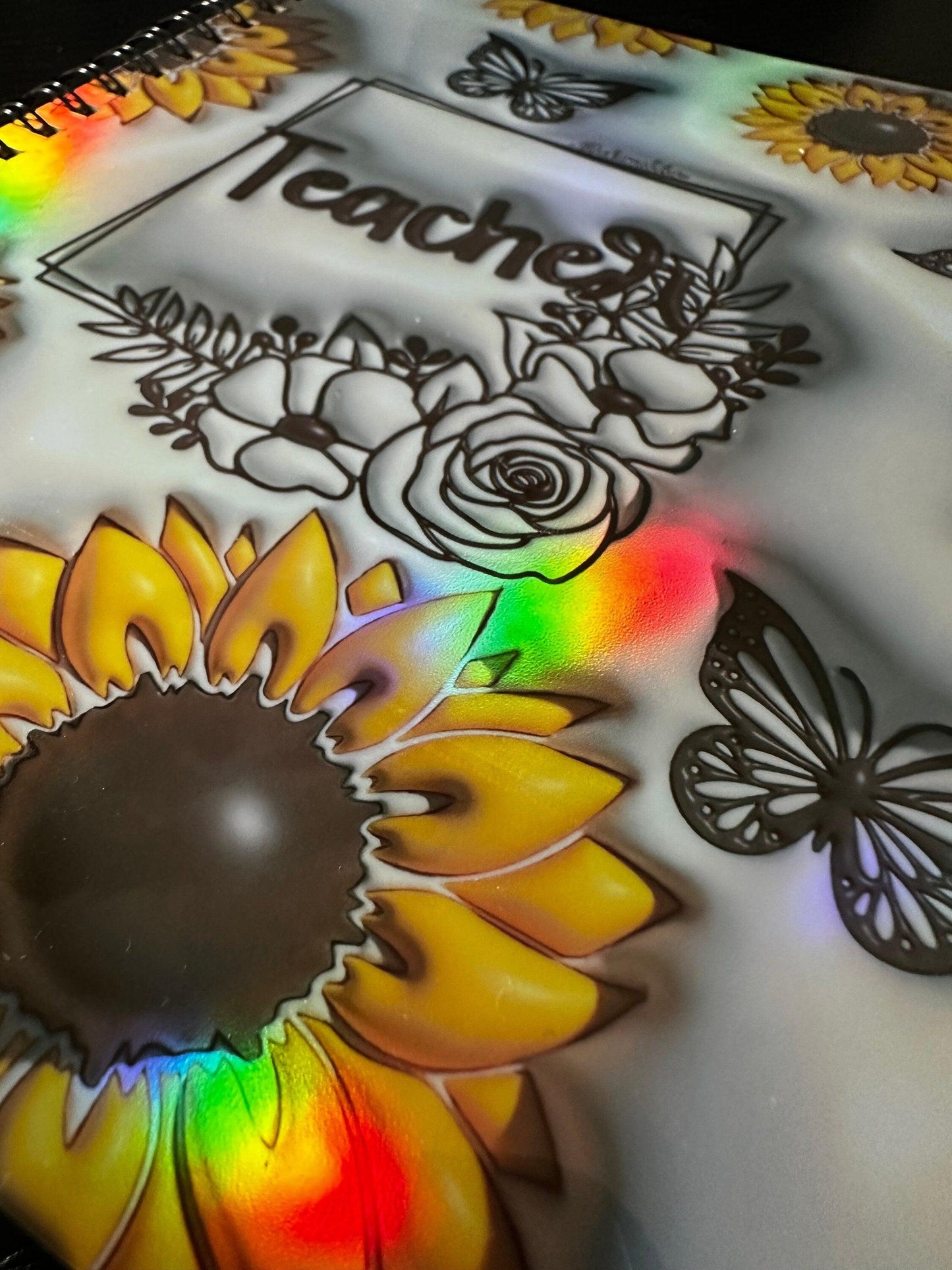 Spiral Notebook Journal: Teacher Sunflower Holographic Notebook for Daily Notes, Diary or Personal Organizer