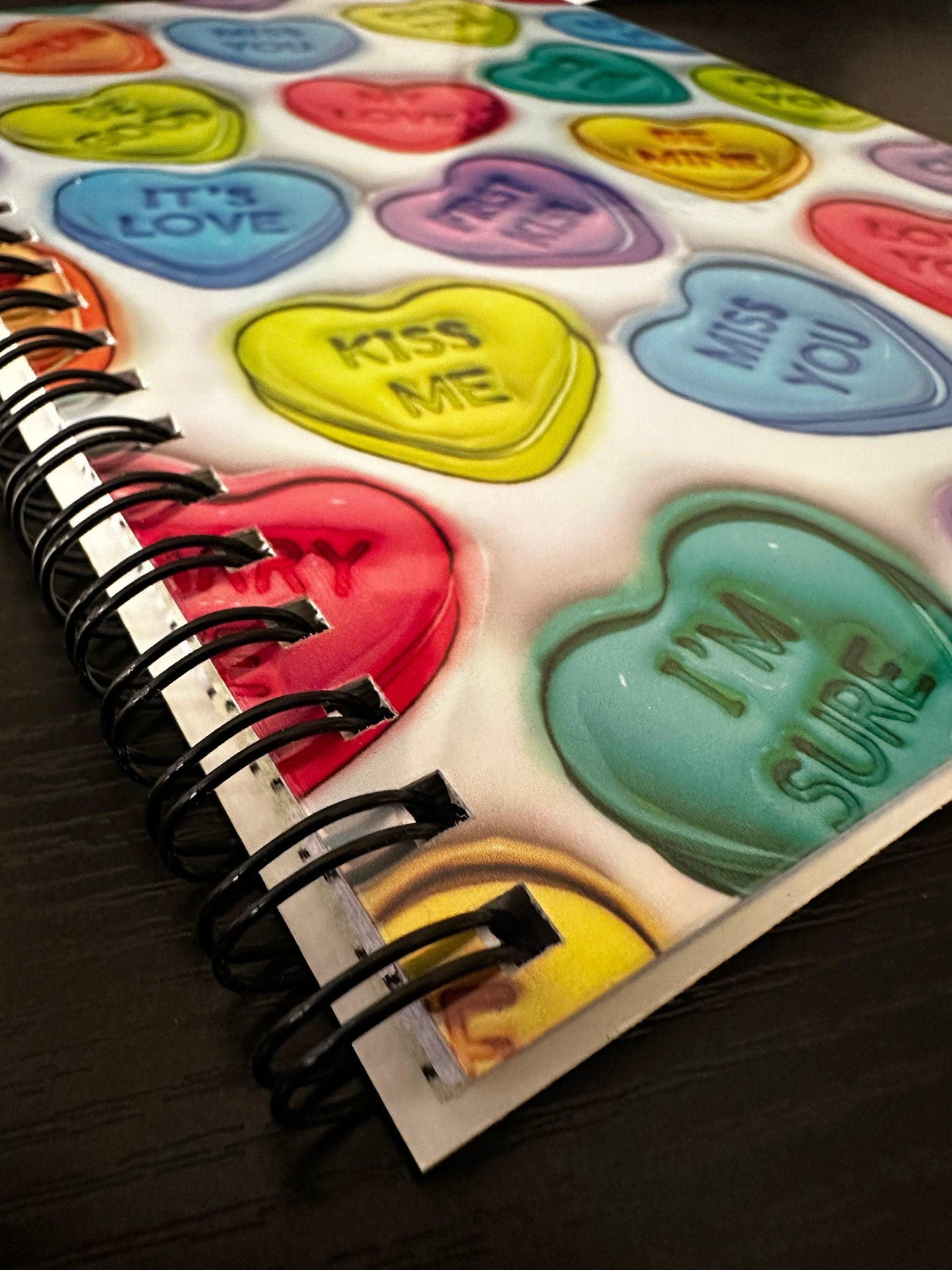 Spiral Notebook Journal: Valentines Candy Hearts Holographic Notebook for Daily Notes, Diary or Personal Organizer