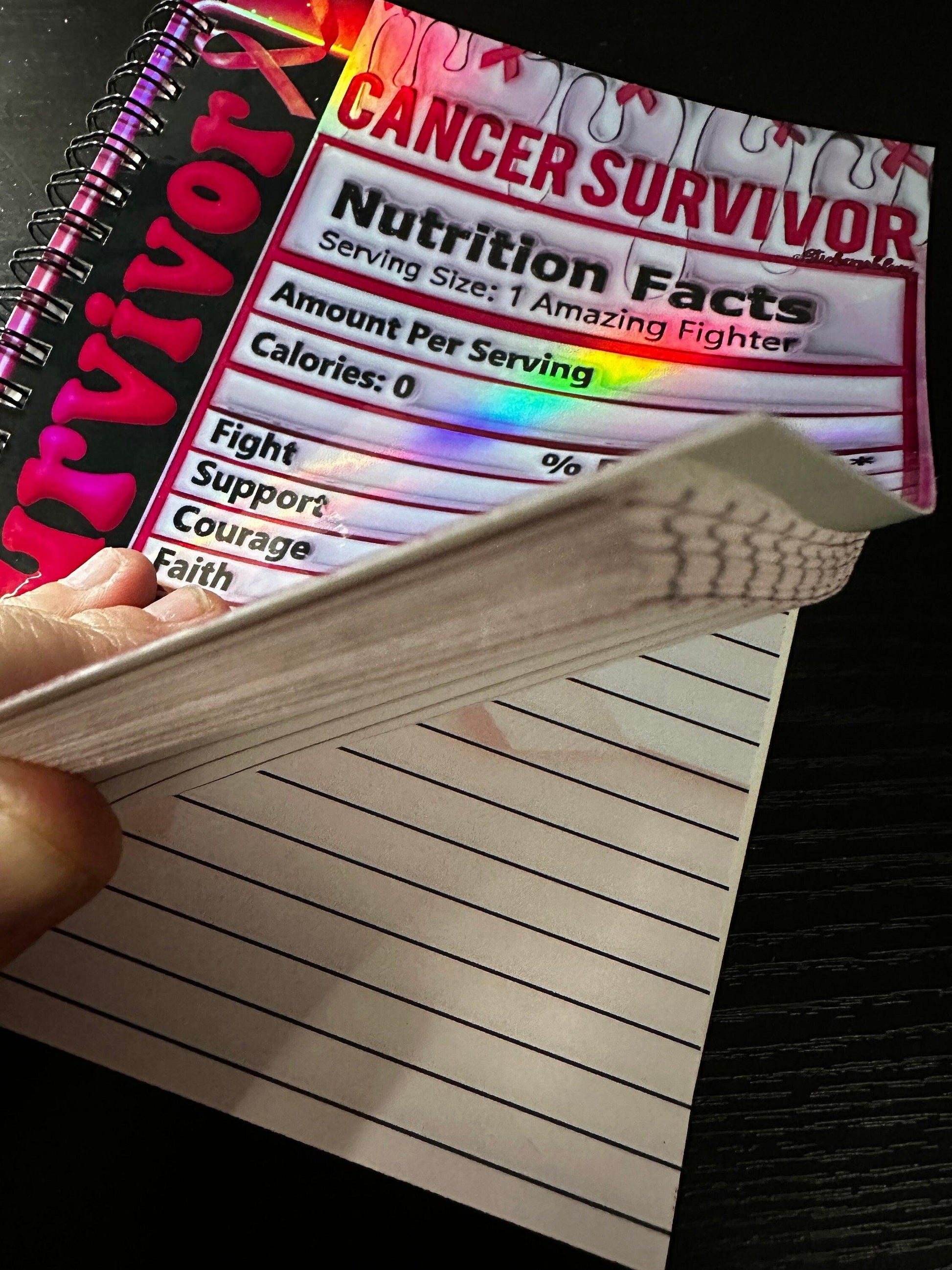 Spiral Notebook Journal: Breast Cancer Survivor Nutrition Facts, Holographic Notebook for Daily Notes, Diary or Personal Organizer