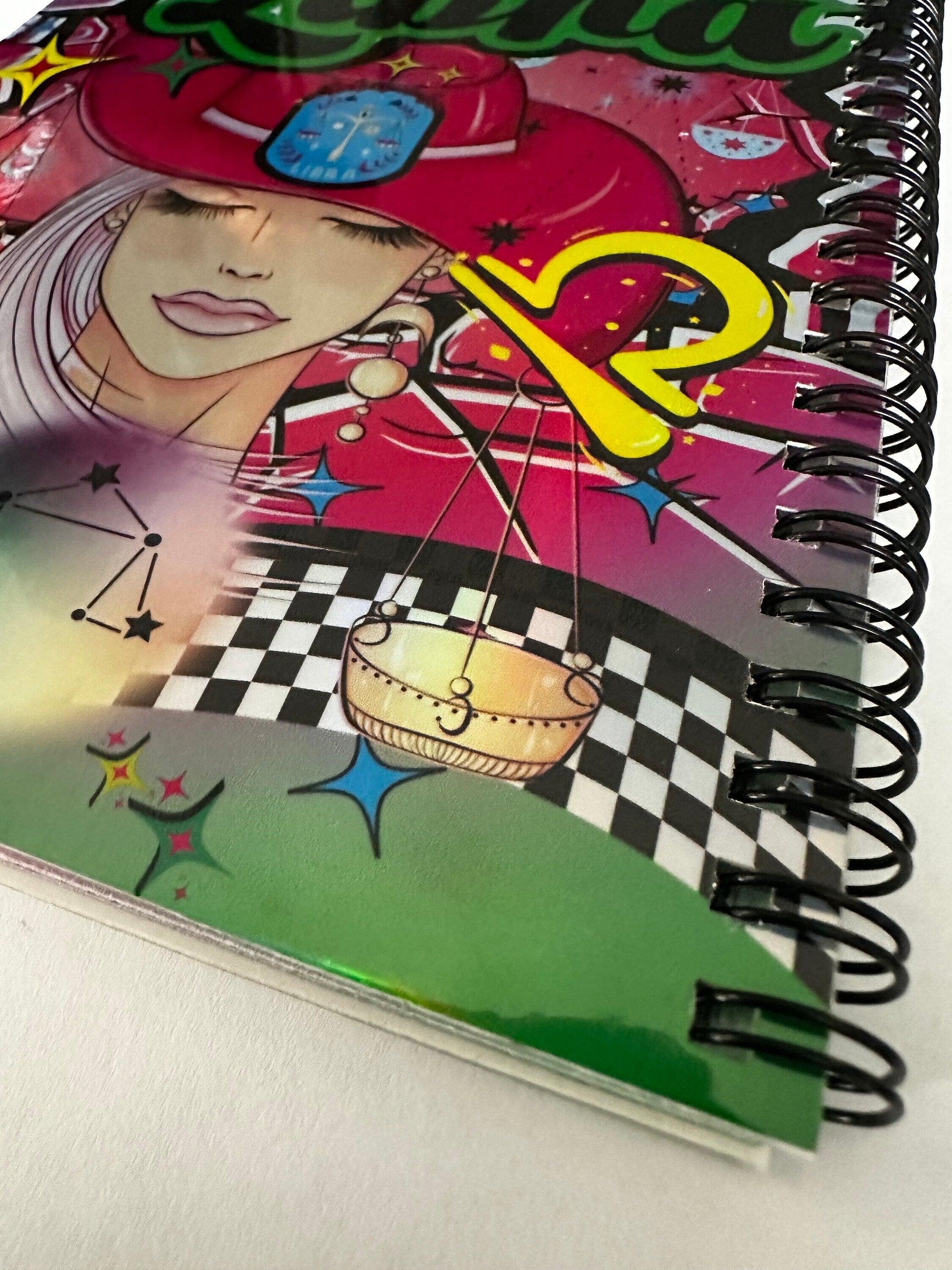 Spiral Notebook Journal: Libra Zodiac Holographic Astrology Notebook for Daily Notes, Diary or Personal Organizer