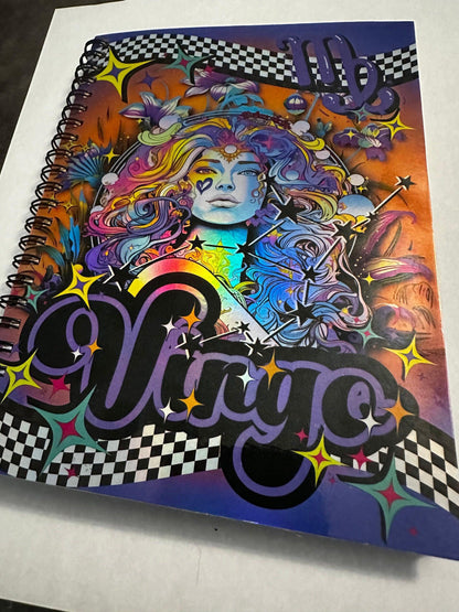 Spiral Notebook Journal: Virgo Zodiac Holographic Astrology Notebook for Daily Notes, Diary or Personal Organizer