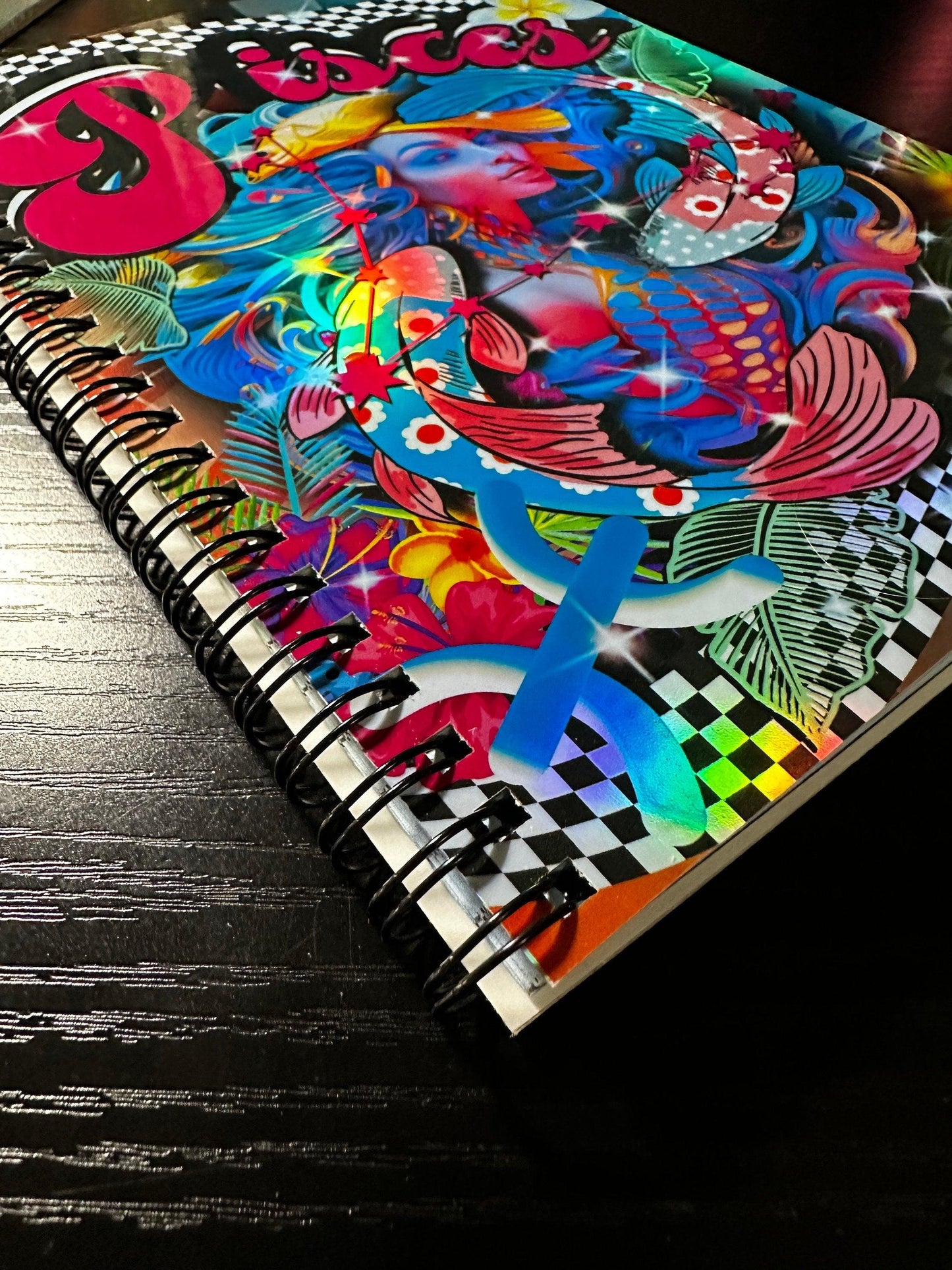 Spiral Notebook Journal: Pisces Zodiac Holographic Astrology Notebook for Daily Notes, Diary or Personal Organizer