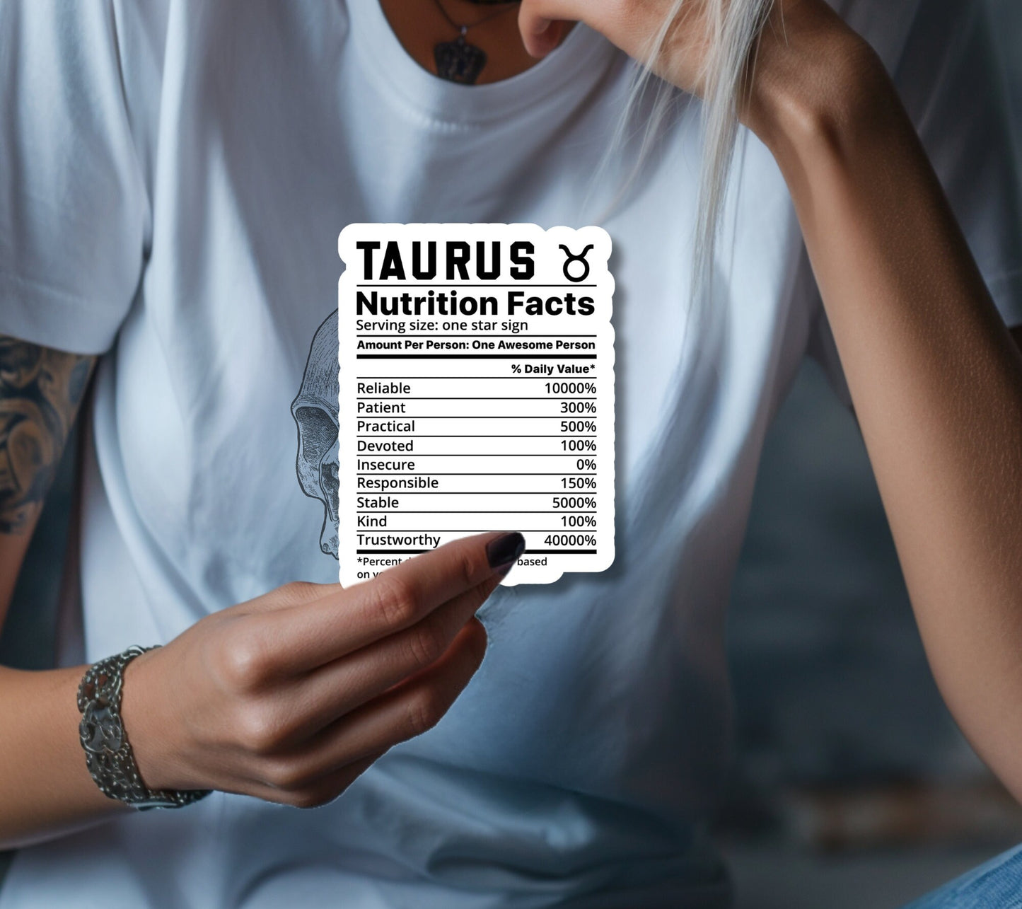 Taurus Zodiac Nutrition Facts Sticker, Collecting & Scrapbooking, High-Quality, Vibrant Designs, Budget-Friendly Personalized Gift Ideas