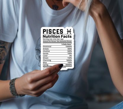 Pisces Zodiac Nutrition Facts Sticker, Collecting & Scrapbooking - High-Quality, Vibrant Designs, Budget-Friendly Personalized Gift Ideas