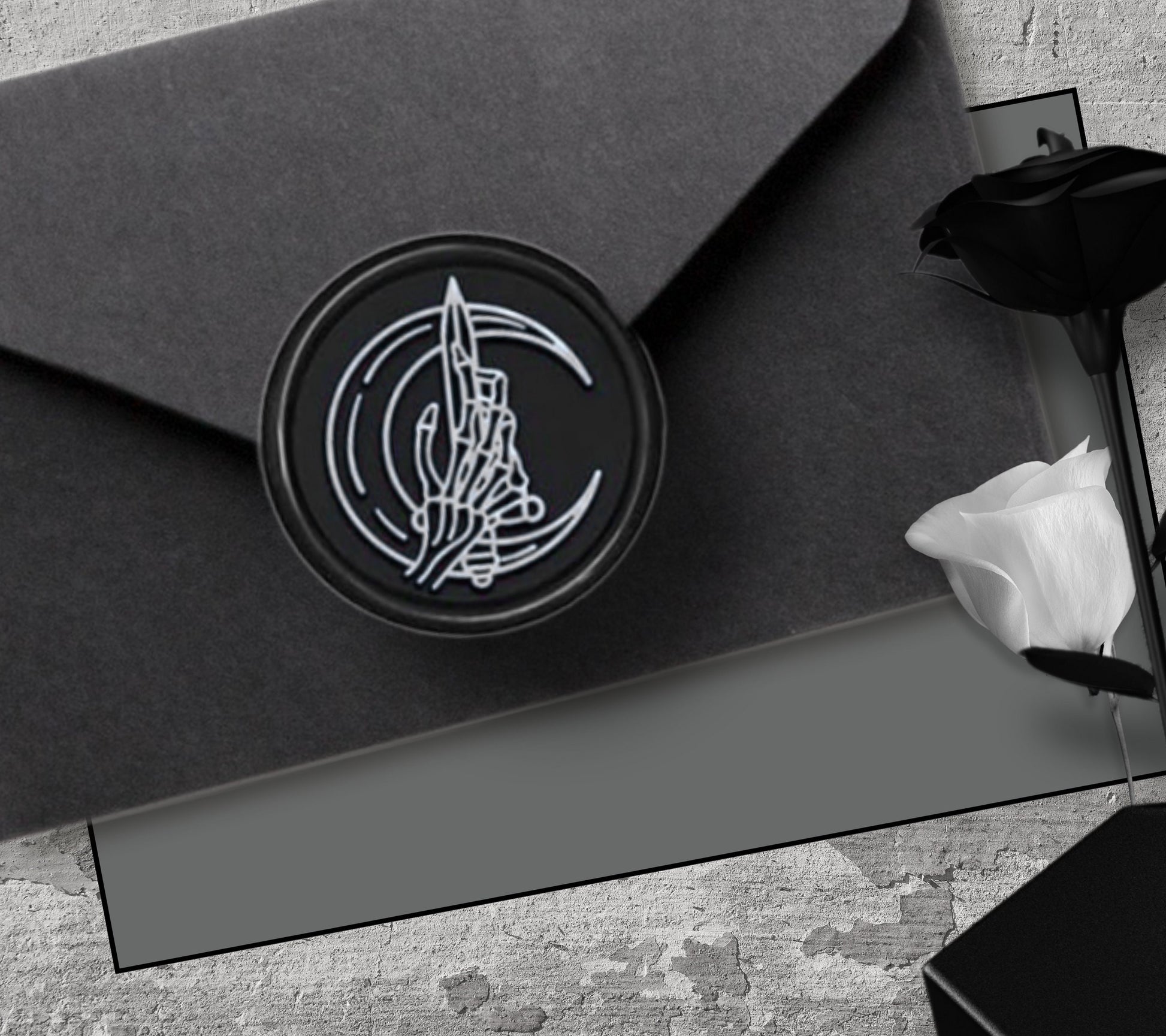 Gothic Crystal Moon Soy Wax Seal Sticker, Handpoured & Stamped, Elegant Addition for Gothic Wedding Envelopes and Invitations