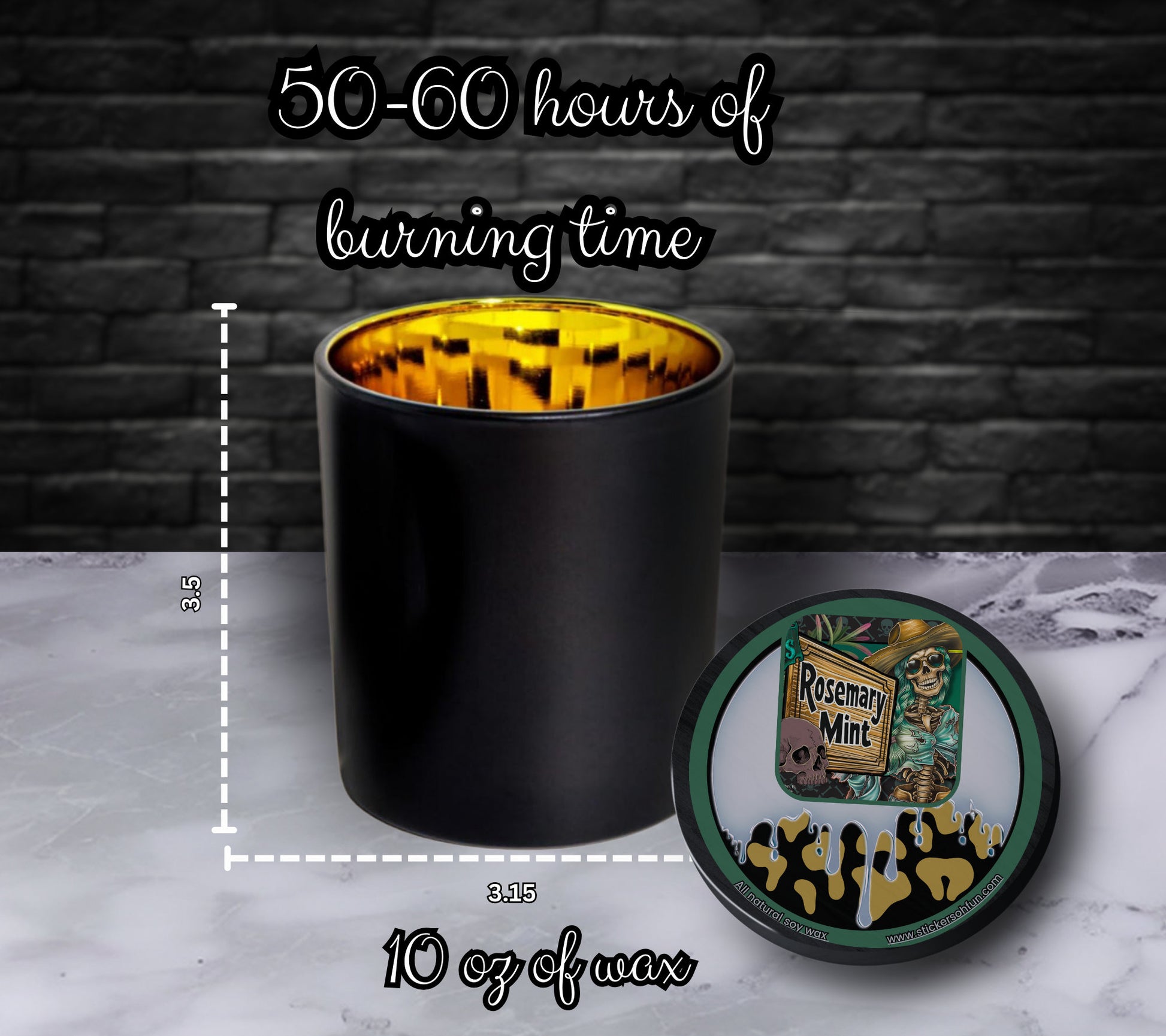 Rosemary Mint Gothic Candle Perfect for Dark Home Decor & Unique Goth Gifts, Intricately Designed for a Mysterious Modern Ambiance