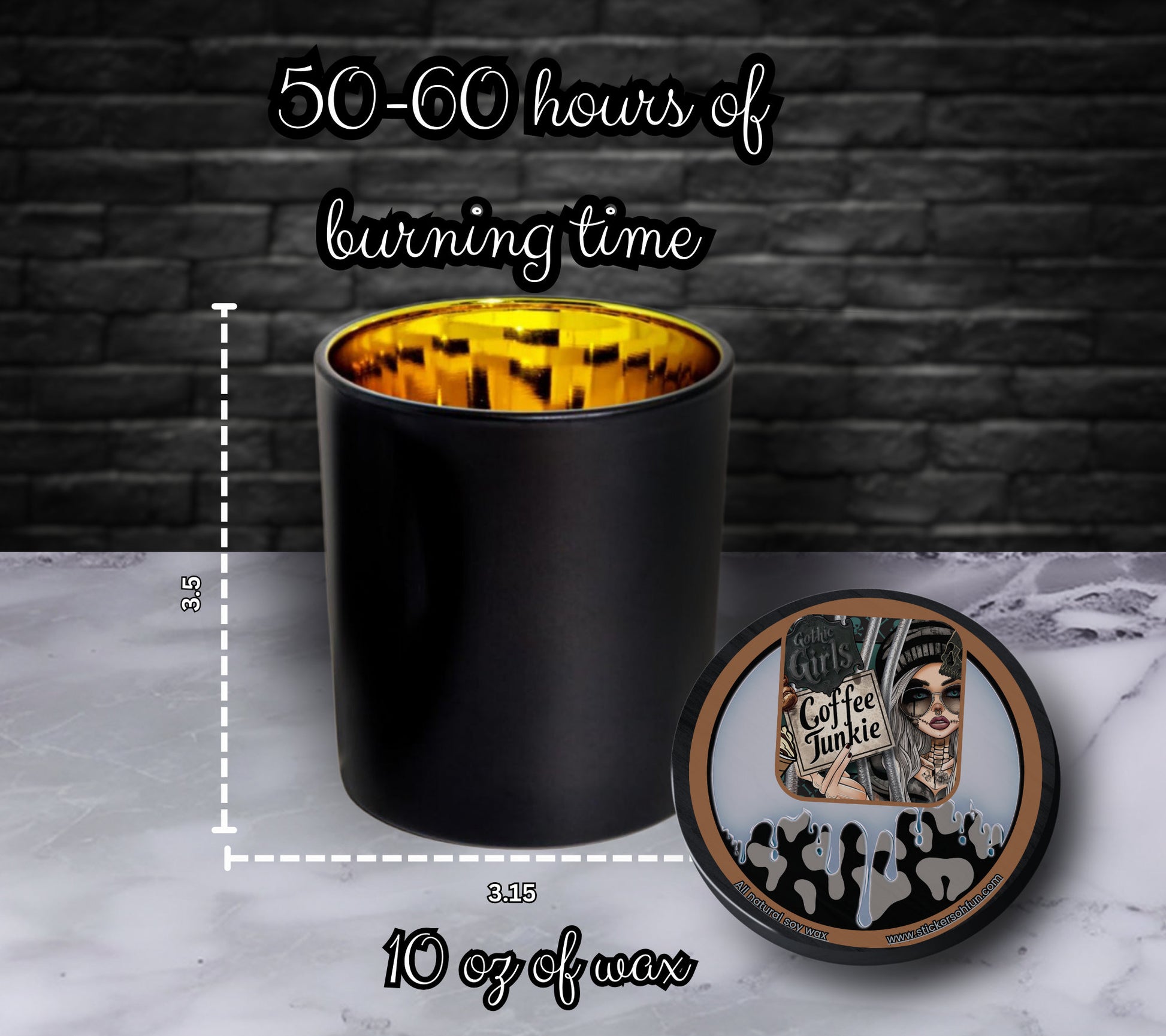 Coffee Shop Junkie Gothic Candle Perfect for Dark Home Decor & Unique Goth Gifts, Intricately Designed for a Mysterious Modern Ambiance