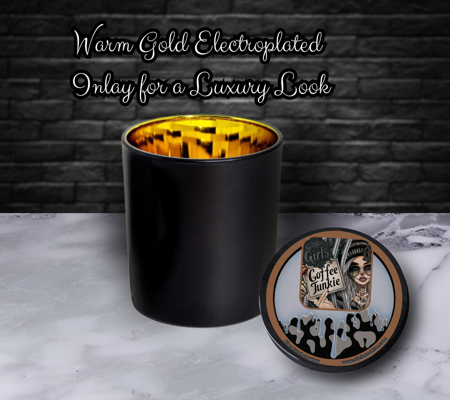 Coffee Shop Junkie Gothic Candle Perfect for Dark Home Decor & Unique Goth Gifts, Intricately Designed for a Mysterious Modern Ambiance