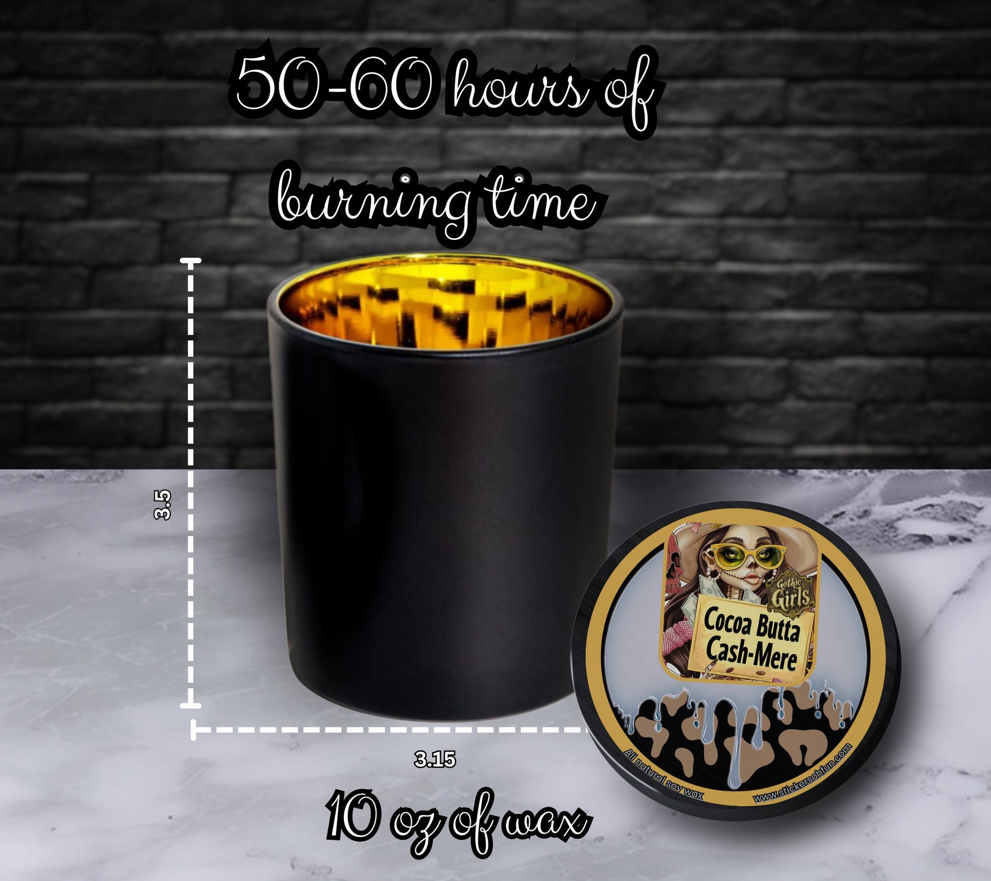 Cocoa Butter Cashmere Gothic Candle Perfect for Dark Home Decor & Unique Goth Gifts, Intricately Designed for a Mysterious Modern Ambiance