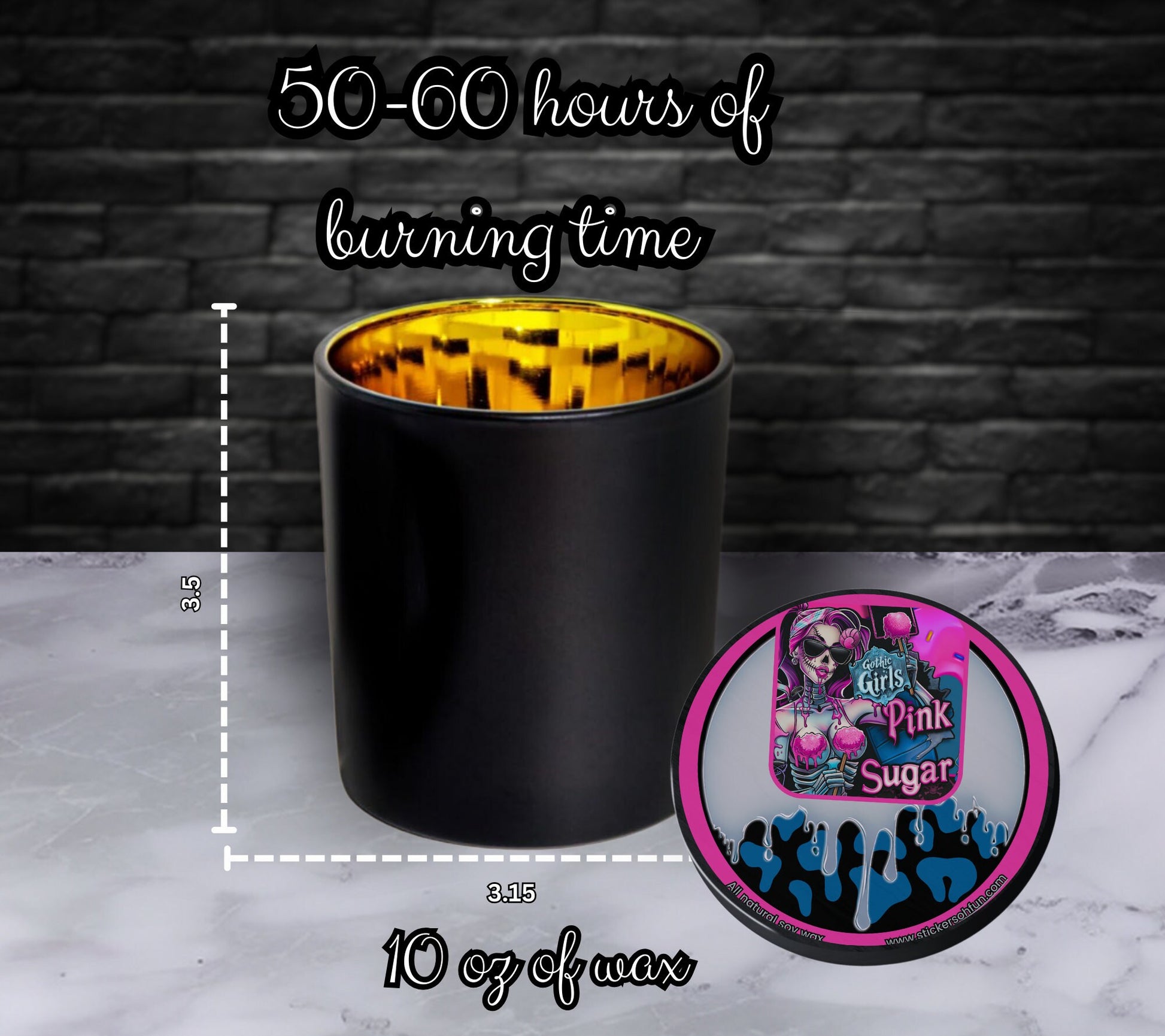 Pink Sugar Gothic Candle Perfect for Dark Home Decor & Unique Goth Gifts, Intricately Designed for a Mysterious Modern Ambiance