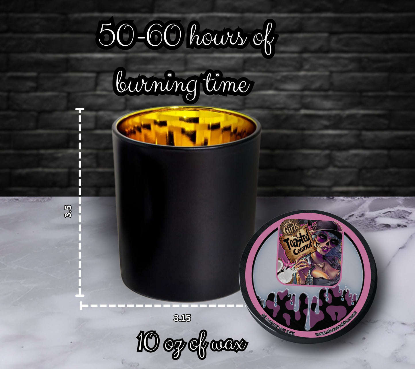 Toasted Coconut Gothic Candle Perfect for Dark Home Decor & Unique Goth Gifts, Intricately Designed for a Mysterious Modern Ambiance