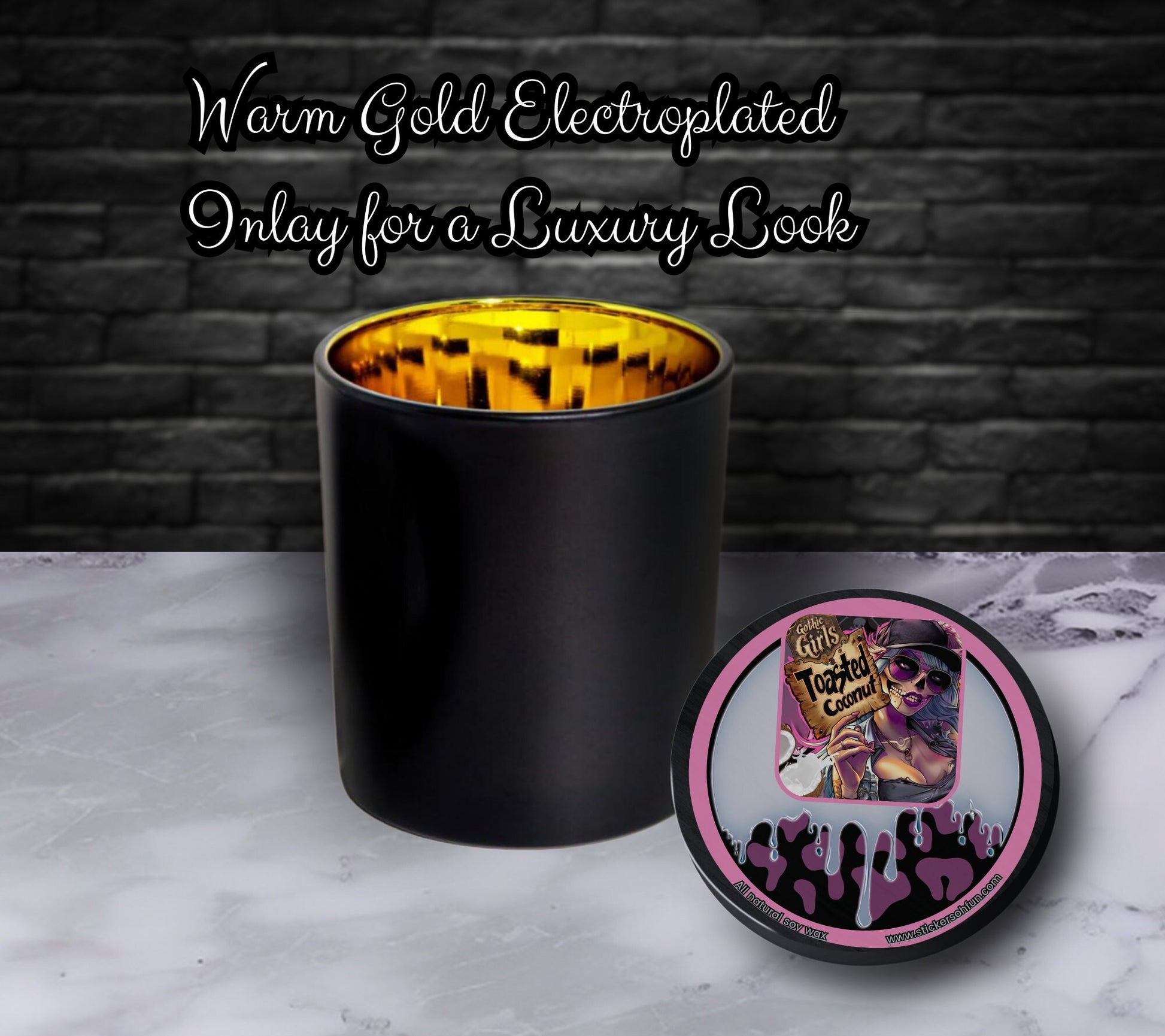 Toasted Coconut Gothic Candle Perfect for Dark Home Decor & Unique Goth Gifts, Intricately Designed for a Mysterious Modern Ambiance