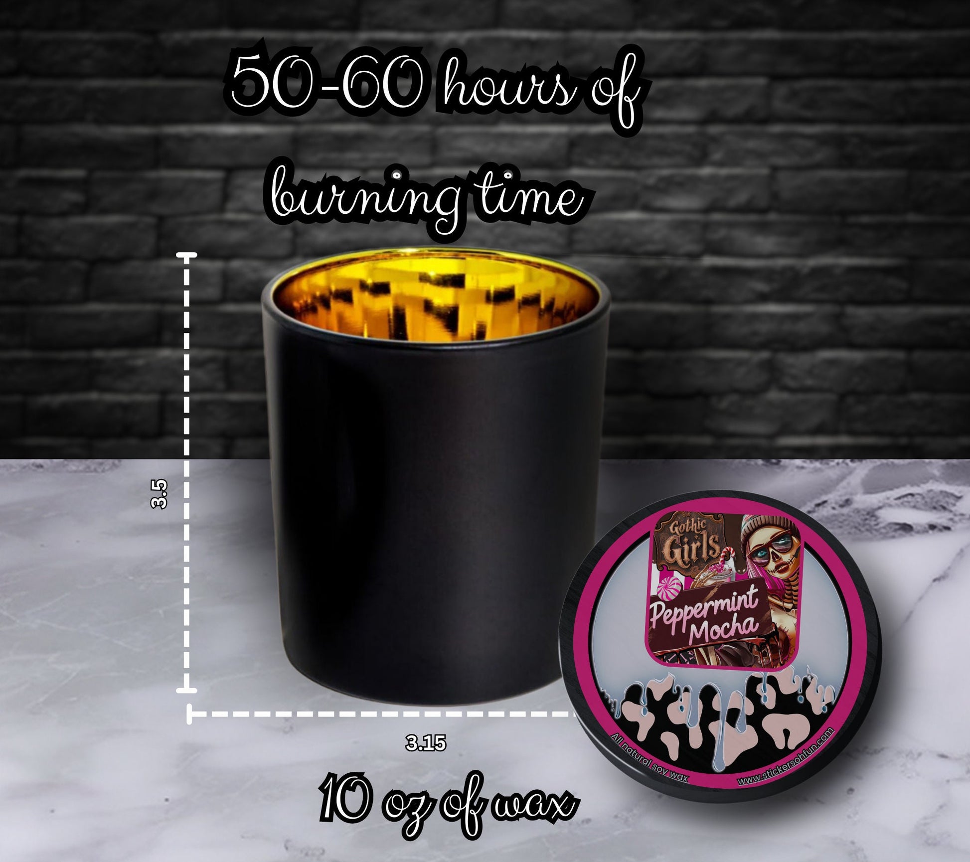 Peppermint Mocha Gothic Candle Perfect for Dark Home Decor & Unique Goth Gifts, Intricately Designed for a Mysterious Modern Ambiance