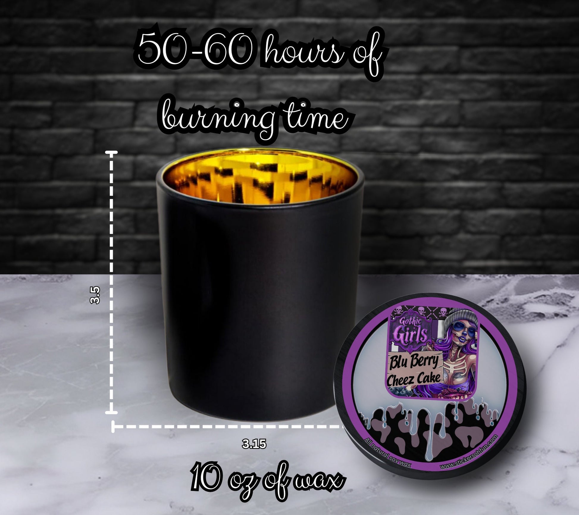 Blueberry Cheesecake Gothic Candle Perfect for Dark Home Decor & Unique Goth Gifts, Intricately Designed for a Mysterious Modern Ambiance