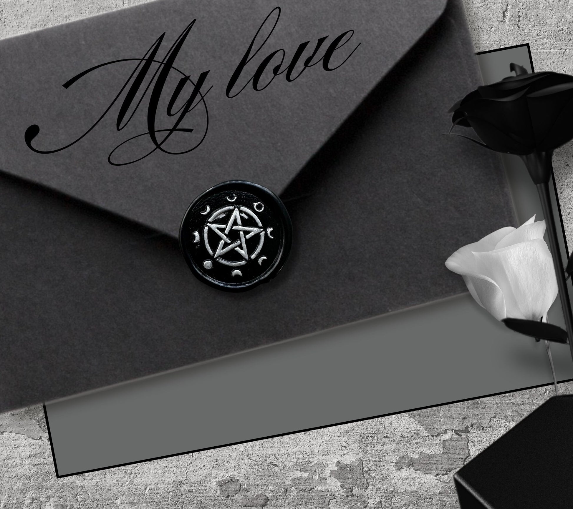 Pagan & Wiccan Pentacle Soy Wax Seal Sticker, Handpoured and Stamped, Elegant Addition for Gothic Wedding Envelopes and Invitations