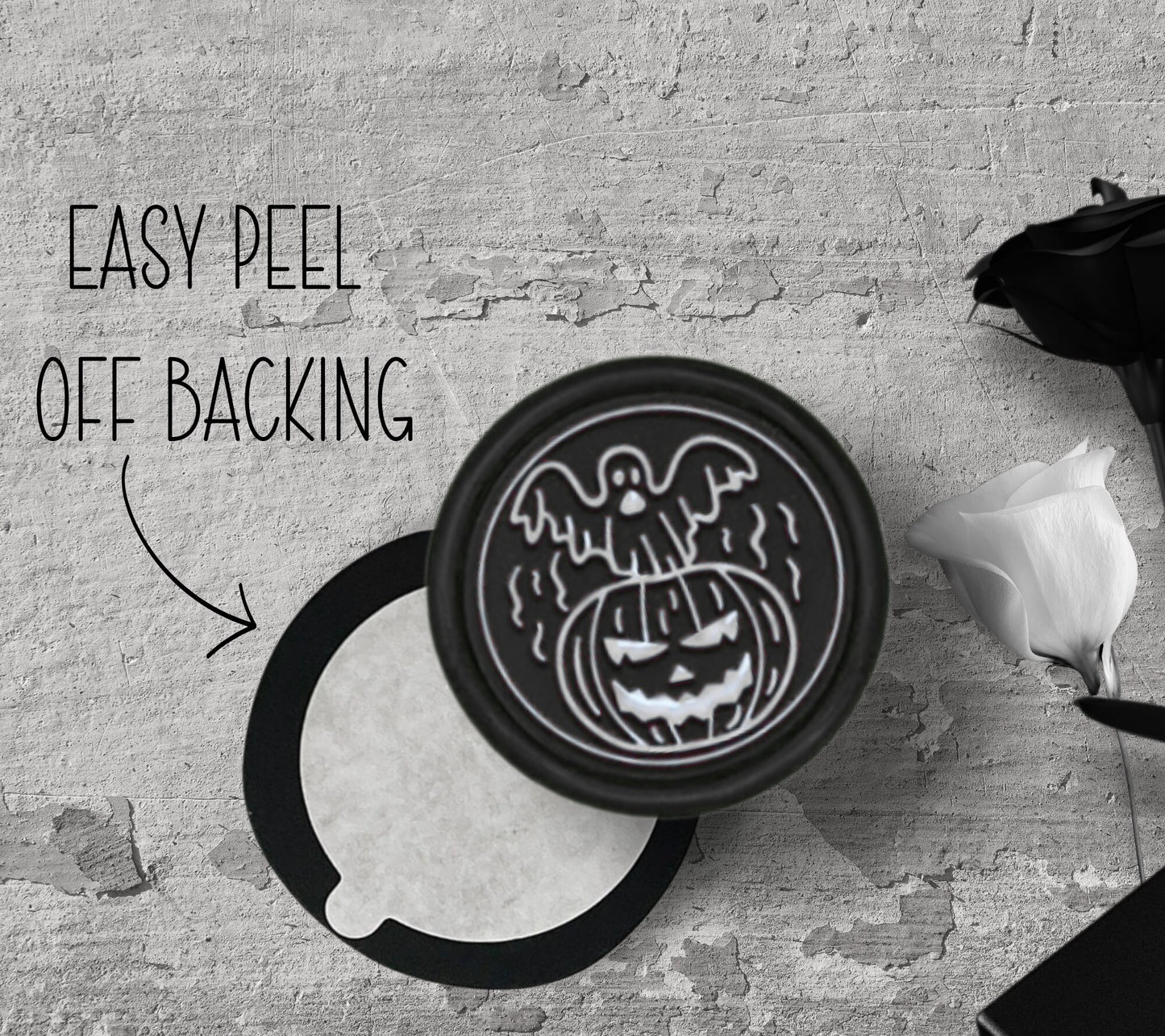 Pumpkin Bat Soy Wax Seal Sticker, Handpoured and Stamped, Elegant Addition for Gothic Wedding Envelopes and Invitations