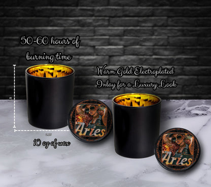 Aries Gothic Zodiac Candle, Perfect Allure to Goth Home Decor for a Luxurious Experience, High-Quality Personalized Unique Goth Gifts