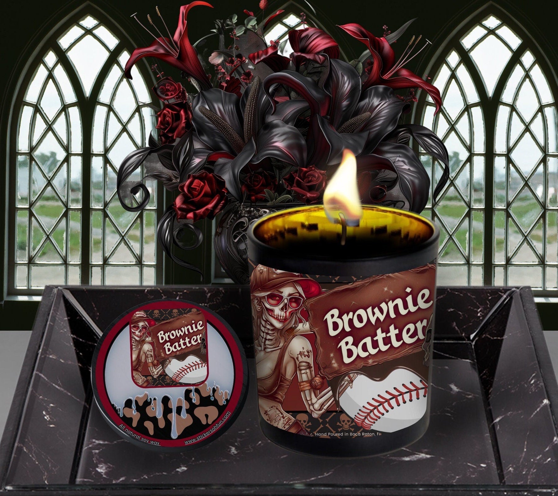 Brownie Batter Gothic Candle, Perfect for Dark Home Decor & Unique Goth Gifts, Intricately Designed for a Mysterious Modern Ambiance