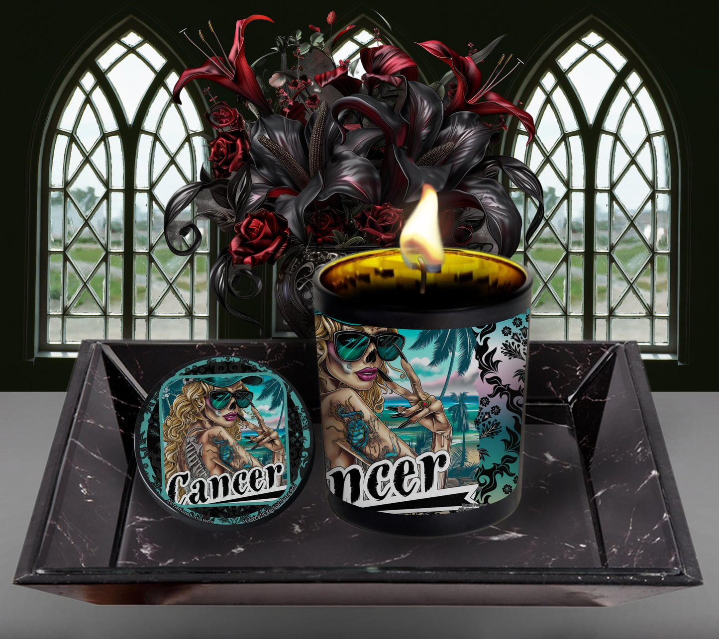 Cancer Gothic Zodiac Candle, Perfect Allure to Goth Home Decor for a Luxurious Experience, High-Quality Personalized Unique Goth Gifts