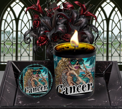 Cancer Gothic Zodiac Candle, Perfect Allure to Goth Home Decor for a Luxurious Experience, High-Quality Personalized Unique Goth Gifts