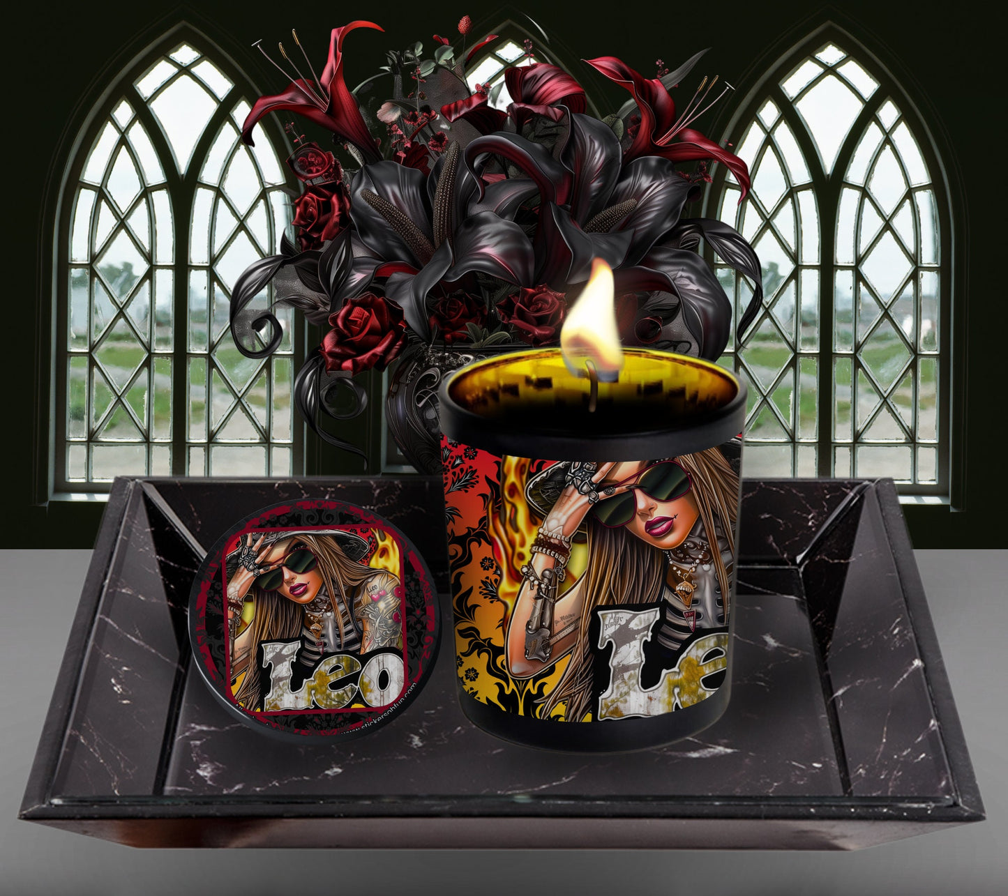 Leo Gothic Zodiac Candle, Perfect Allure to Goth Home Decor for a Luxurious Experience, High-Quality Personalized Unique Goth Gifts