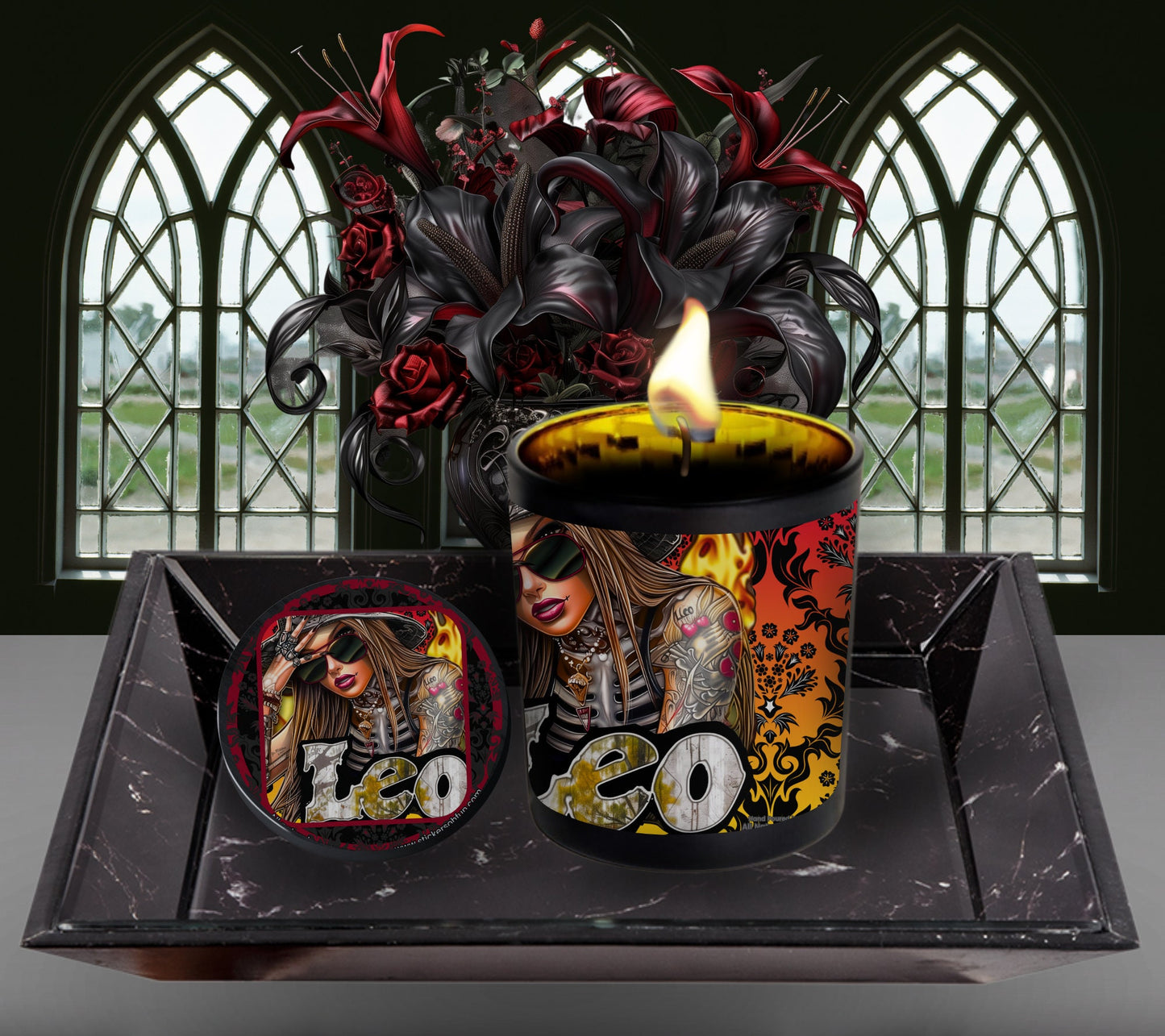 Leo Gothic Zodiac Candle, Perfect Allure to Goth Home Decor for a Luxurious Experience, High-Quality Personalized Unique Goth Gifts