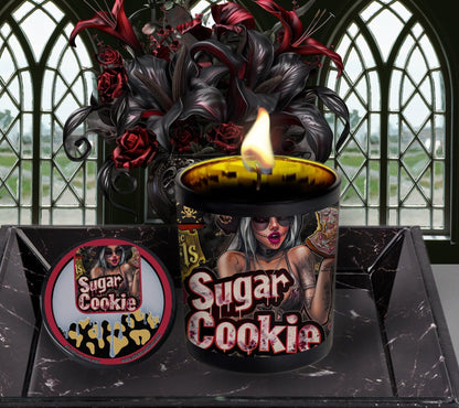 Sugar Cookie Gothic Candle Perfect for Dark Home Decor & Unique Goth Gifts, Intricately Designed for a Mysterious Modern Ambiance