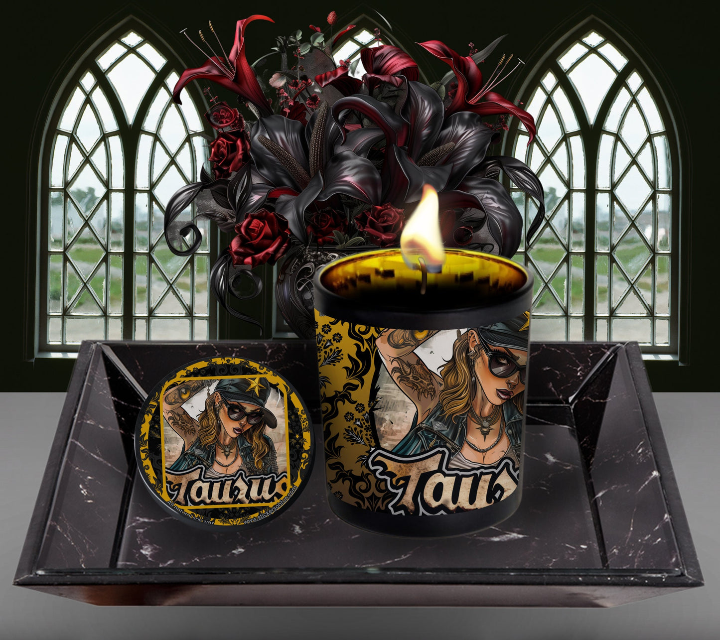 Taurus Gothic Zodiac Candle, Perfect Allure to Goth Home Decor for a Luxurious Experience, High-Quality Personalized Unique Goth Gifts