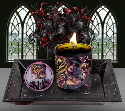 Toasted Coconut Gothic Candle Perfect for Dark Home Decor & Unique Goth Gifts, Intricately Designed for a Mysterious Modern Ambiance