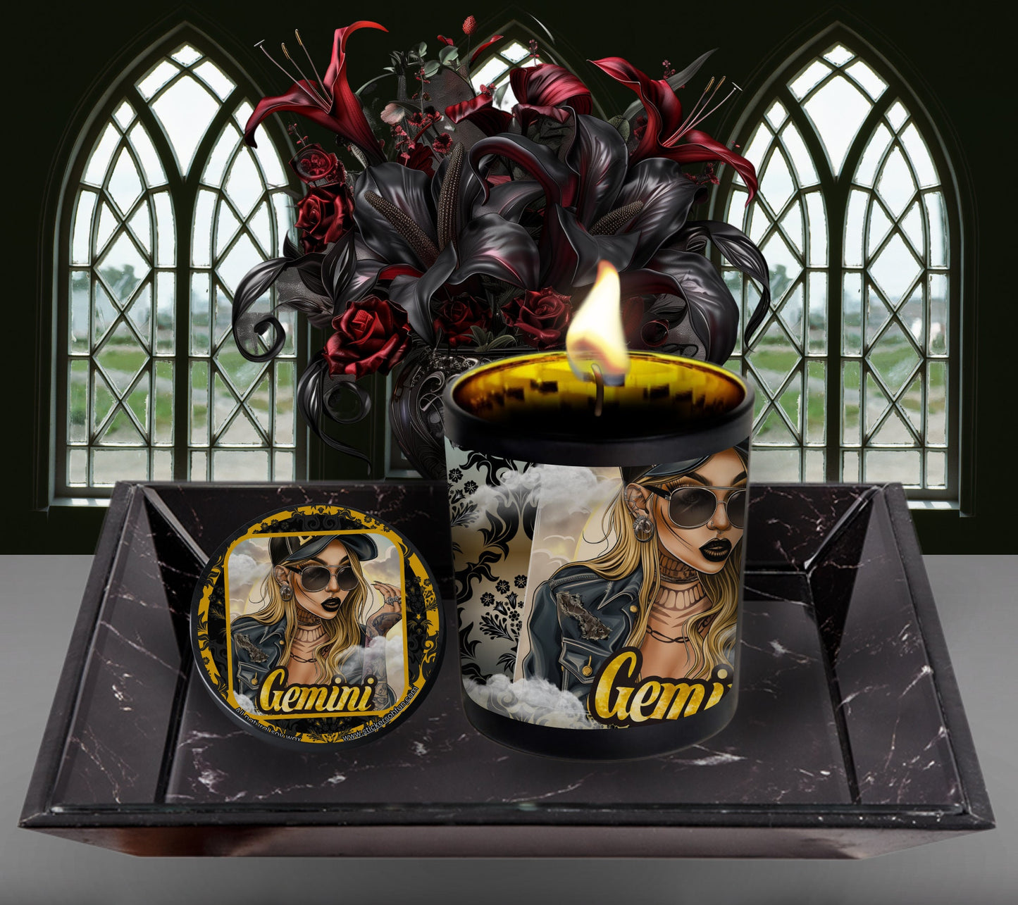 Gemini Gothic Zodiac Candle, Perfect Allure to Goth Home Decor for a Luxurious Experience, High-Quality Personalized Unique Goth Gifts