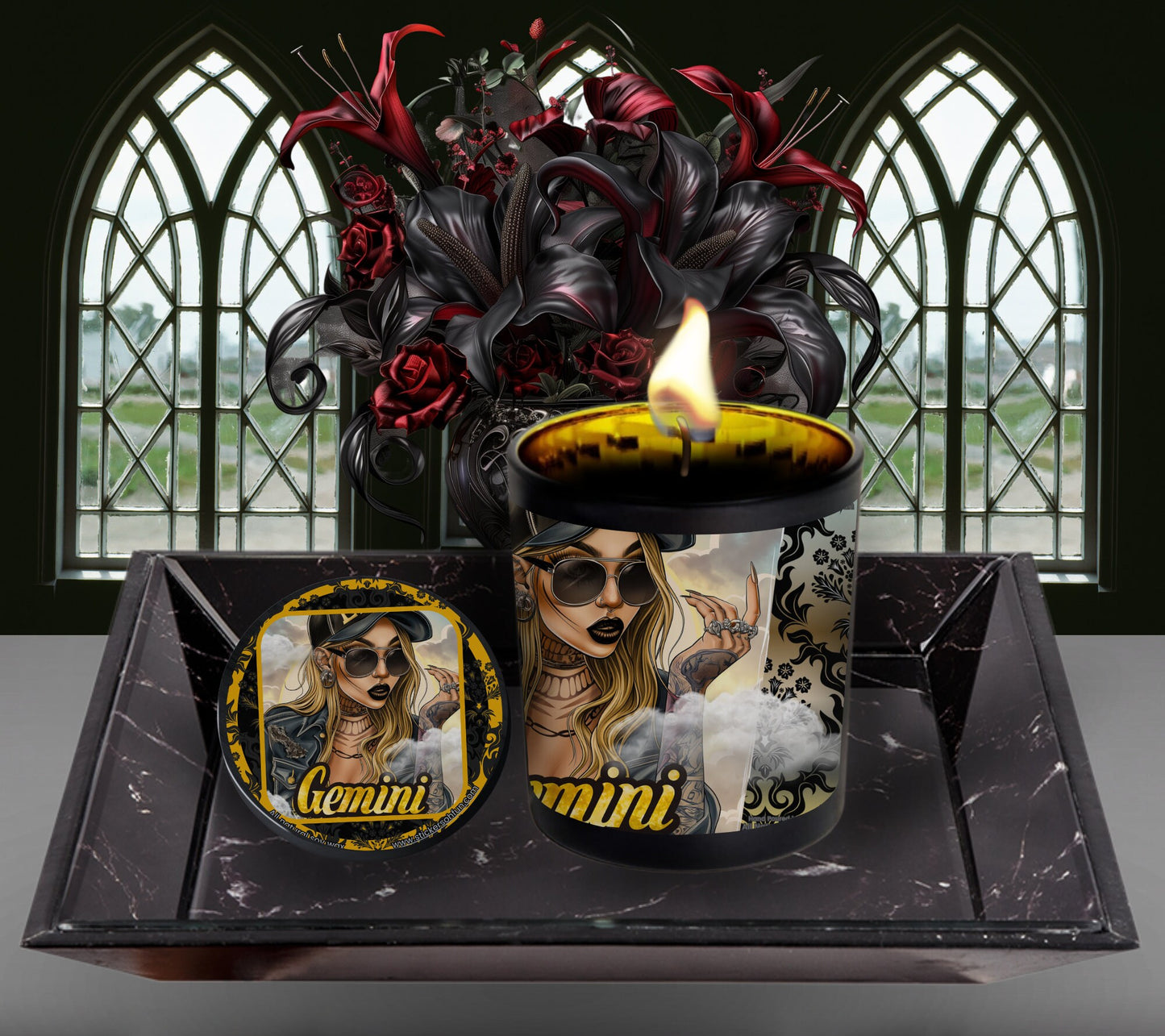 Gemini Gothic Zodiac Candle, Perfect Allure to Goth Home Decor for a Luxurious Experience, High-Quality Personalized Unique Goth Gifts