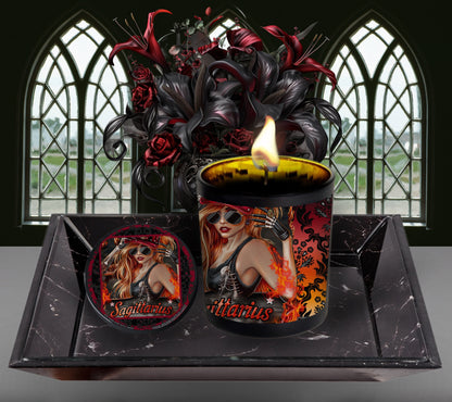 Sagittarius Gothic Zodiac Candle, Perfect Allure to Goth Home Decor for a Luxurious Experience, High-Quality Personalized Unique Goth Gifts