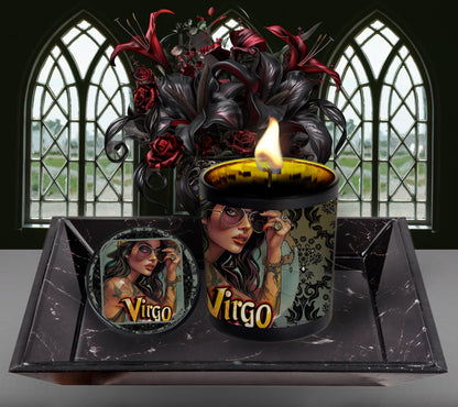 Virgo Gothic Zodiac Candle, Perfect Allure to Goth Home Decor for a Luxurious Experience, High-Quality Personalized Unique Goth Gifts