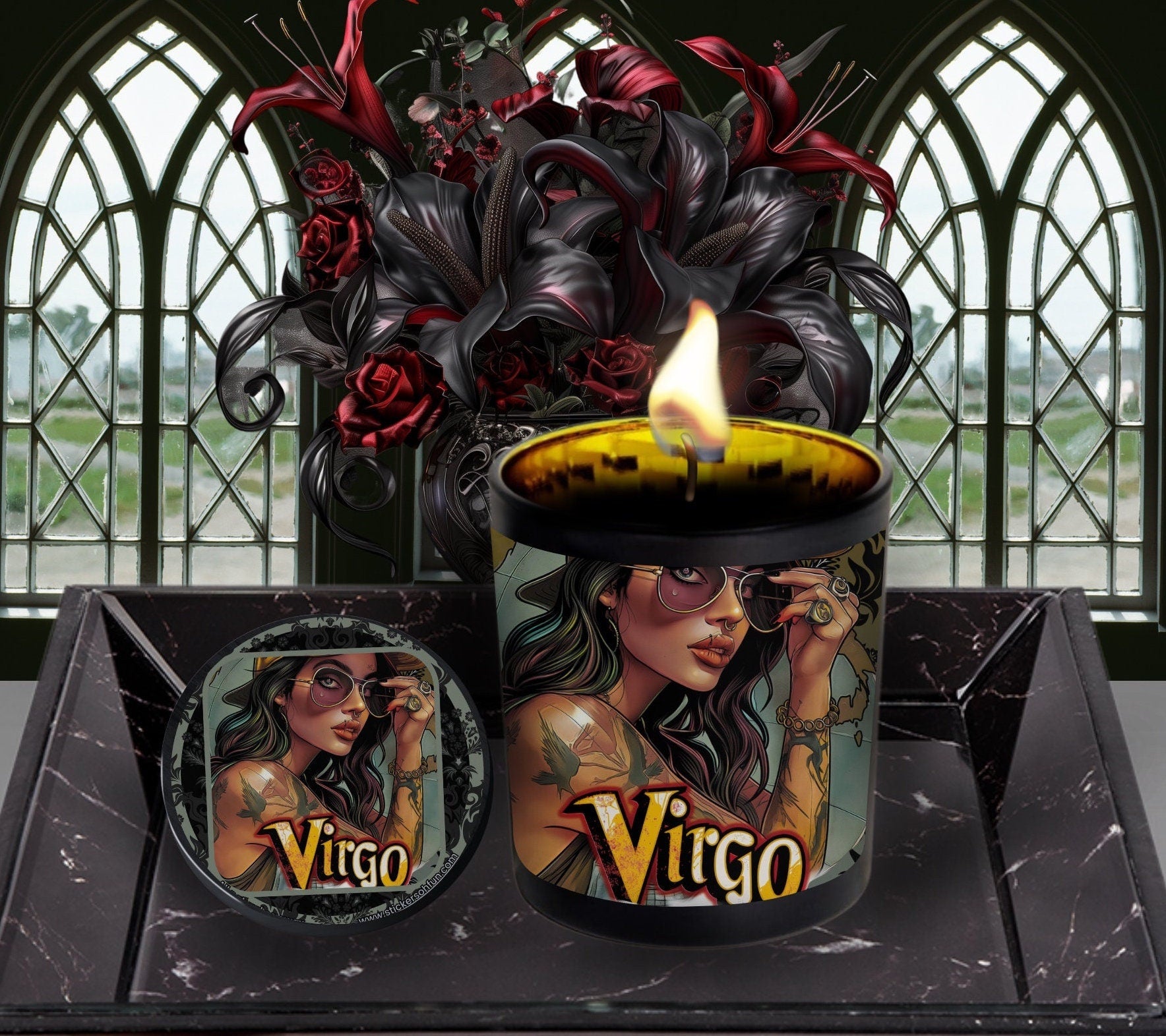 Virgo Gothic Zodiac Candle, Perfect Allure to Goth Home Decor for a Luxurious Experience, High-Quality Personalized Unique Goth Gifts