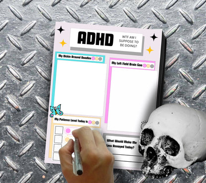 Adult ADHD Humor Notepad, Sarcastic & Sassy, Perfect Gift for Adults Coping with ADHD, Coworkers and Friends