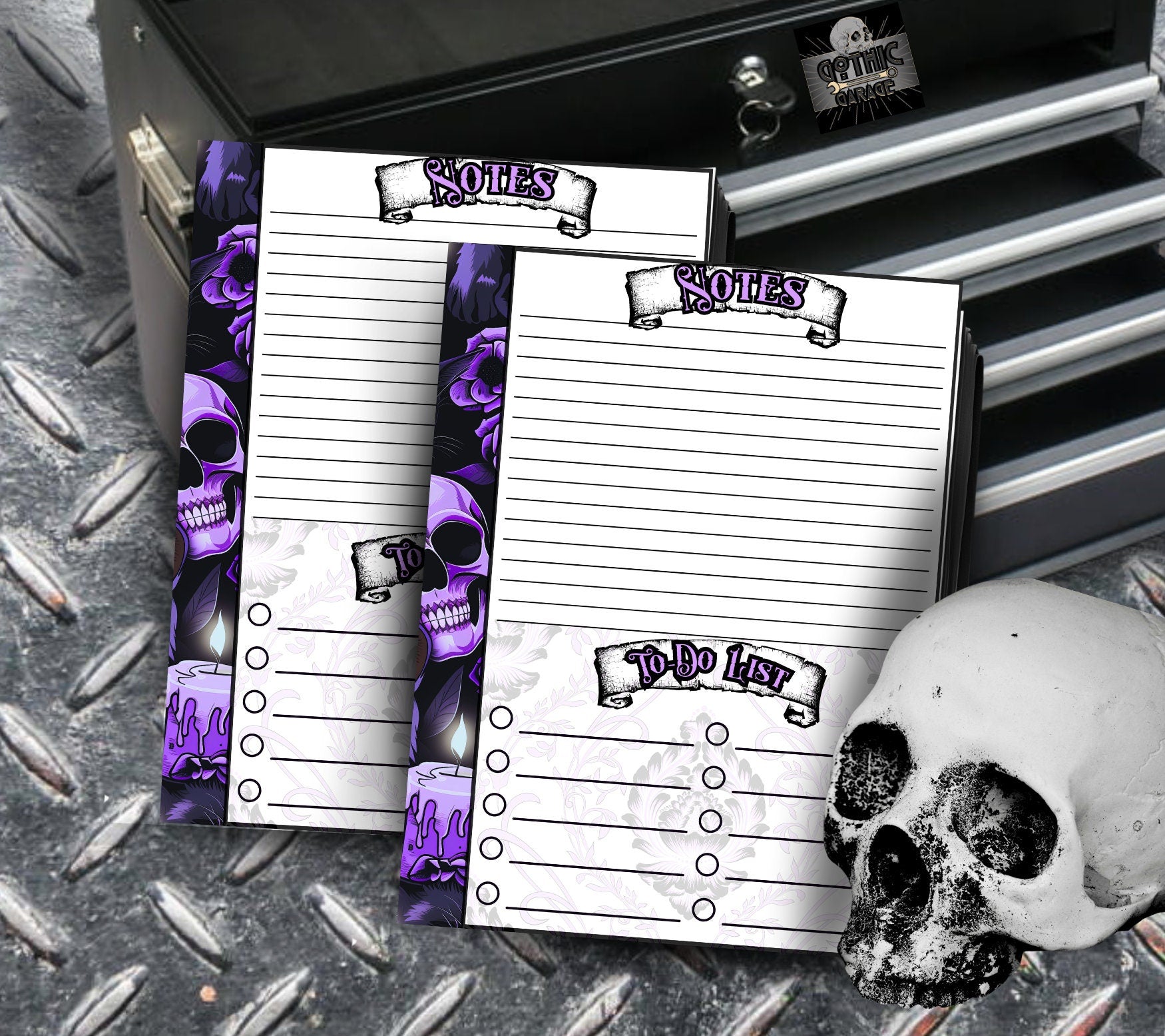 Gothic Midnight Skull & Dark Academia Notepad, Goth Stationery for Taking Notes or Task Management